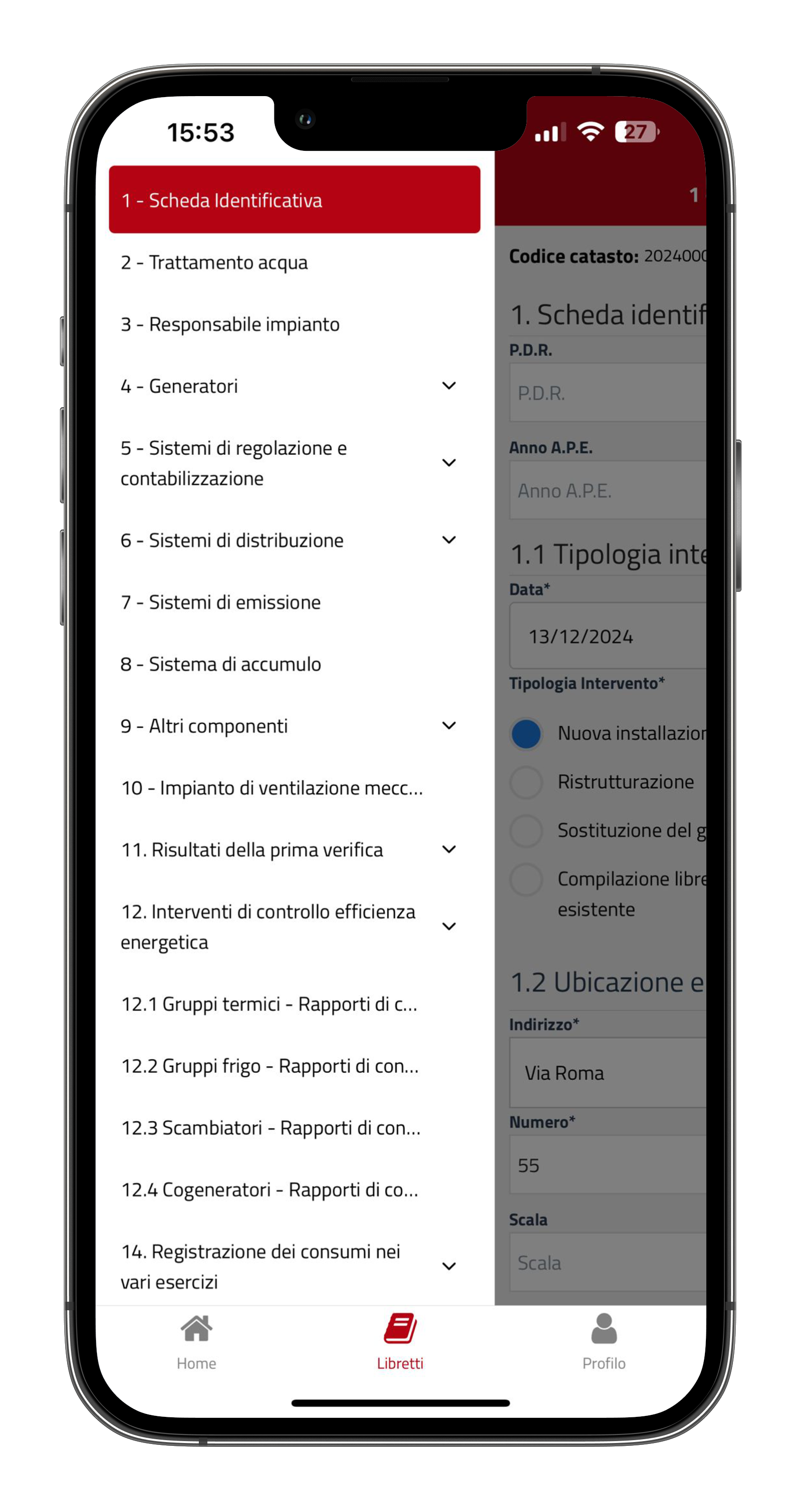 Menu libretto